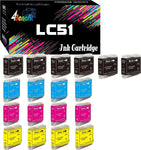 4Benefit (Set of 18) Compatible LC51 Ink Cartridge Replacement LC-51 (6BK+4C+4M+4Y) Work for MFC-240C MFC-465CN MFC-665CW DCP 130C 330C 540CN MFC 230C 3360C 5460CN IntelliFax 1360 Inkjet Printer