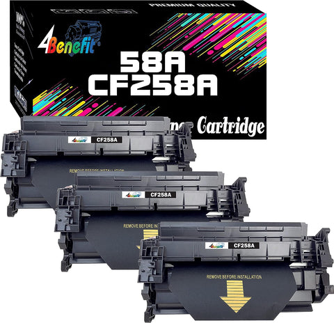 4Benefit (3xBlack) 3PK Compatible HP58A Toner Cartridge HP 58A 258A CF258A Black DIY Chips Replacement for HP Laser-Jet Pro M404n M404dn M404dw MFP M428fdn M428dw Laser Printer (Black 3-Pack)