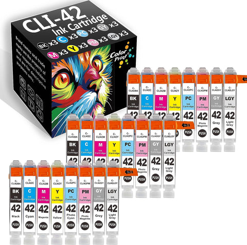 24-Pack ColorPrint Compatible CLI-42 Ink Cartridge Replacement for CLI 42 CLI42 Work with PIXMA Pro-100S Pro-100 Pro100 Pro100S Printer (3 Sets )