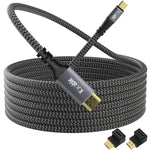 USB C to HDMI Cable 20 Feet, 4K@60Hz HDR Braided Cord, Long USB 3.1 Type-C to HDMI 2.0 Adapter for Samsung Galaxy S22, MacBook Pro/Air, iPad Pro, Surface, Dell, HP, More- with 2 HDMI adapters- 20 ft