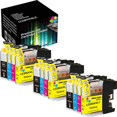 Green Toner Supply Compatible LC207 (3xBlack) Plus LC205 (3xCYM) LC207XL LC205XL Ink Cartridge Work in Brother MFC-J4320DW J4420DW J4620DW Printer